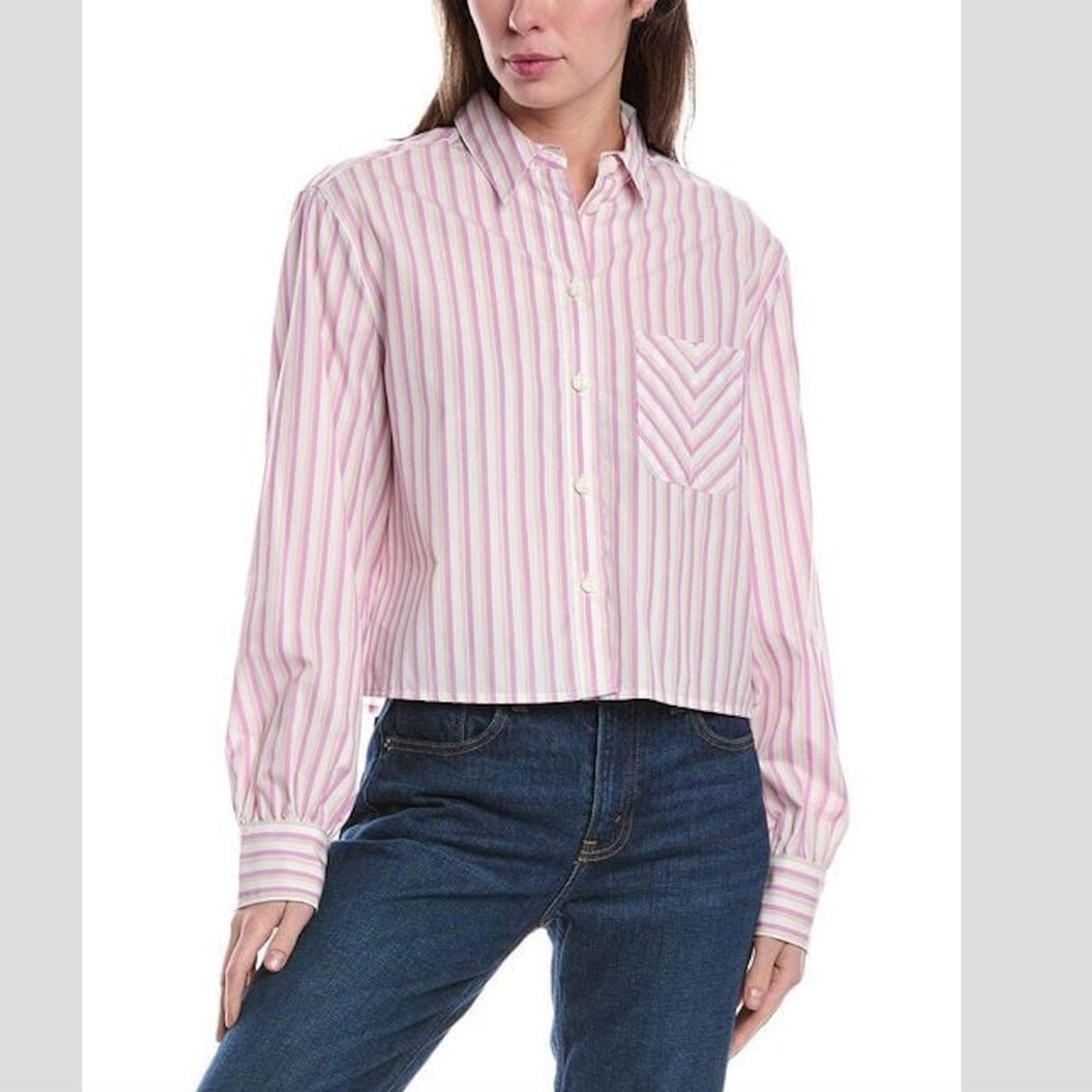 Rag & Bone Women's Red Maxine Cropped Shirt